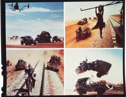 Mad Max Road Warrior montage car motorcycle stunts Original 5x4 Transparency - Afbeelding 1 van 1