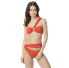 Carmen Marc Valvo Two Pieces Top And Bikini Swimsuit Small Color Red Corals 138