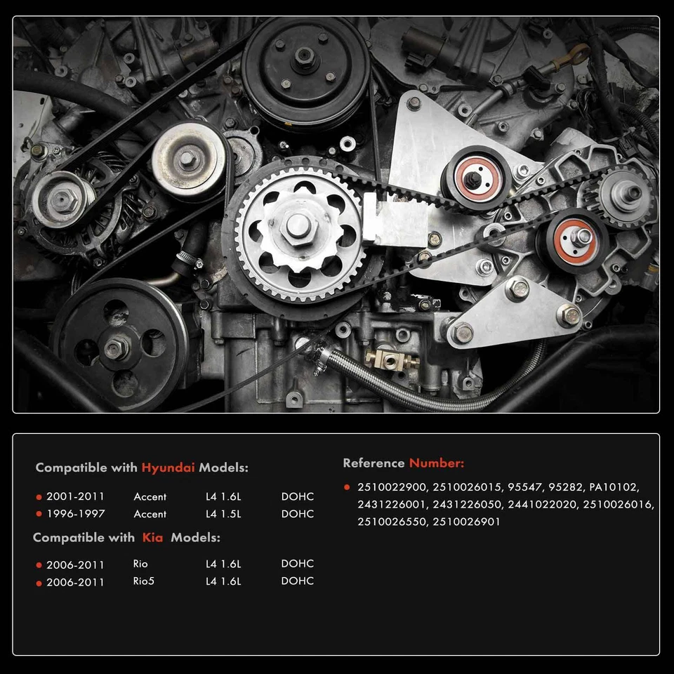 4x Kit de correa de distribución y bomba de agua para Hyundai Accent 2001-2011 Kia Rio Rio5 1,6 L Foto 2 de 4