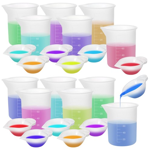 Silicone Measuring Cup, Resin Supplies with 12PCS 100ml Cups, Resin Mixing Cu...
