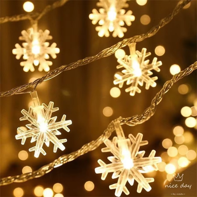 #ad 10 20 40 LED Snowflake String Garland Fairy Lights Usb Battery Powered Christmas $10.12