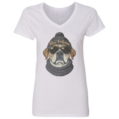 Cool Dog Support New Orleans Design - Fans Ladies' V-Neck Tshirt
