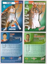 ¡2 tarjetas promocionales de baraja superior PEPSI de Yao Ming y Tracy McGrady! UD Houston Rockets