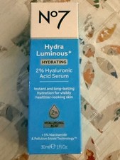 No7 Hydra Luminous Hydrating 2 Hyaluronic Acid Serum 30ml / 1fl.oz New Box