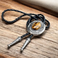 Bolo Tie Mens Wedding Necklace Leather Rope Western Cowboy Style
