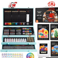 Malset 202-Teilig Deluxe Malkoffer Acrylfarben Buntstifte Aquarellfarben FüR