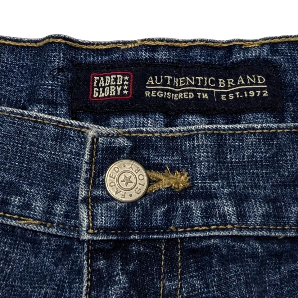 Vintage Y2K Faded Glory Denim Shorts Mens 36 (34x10) Carpenter Cargo Jorts Baggy - Image 3 of 4