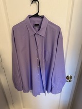 Van Heusen Mens Shirt 2XL 17 34/35 Purple Button Up Regular Fit Wrinkle Free