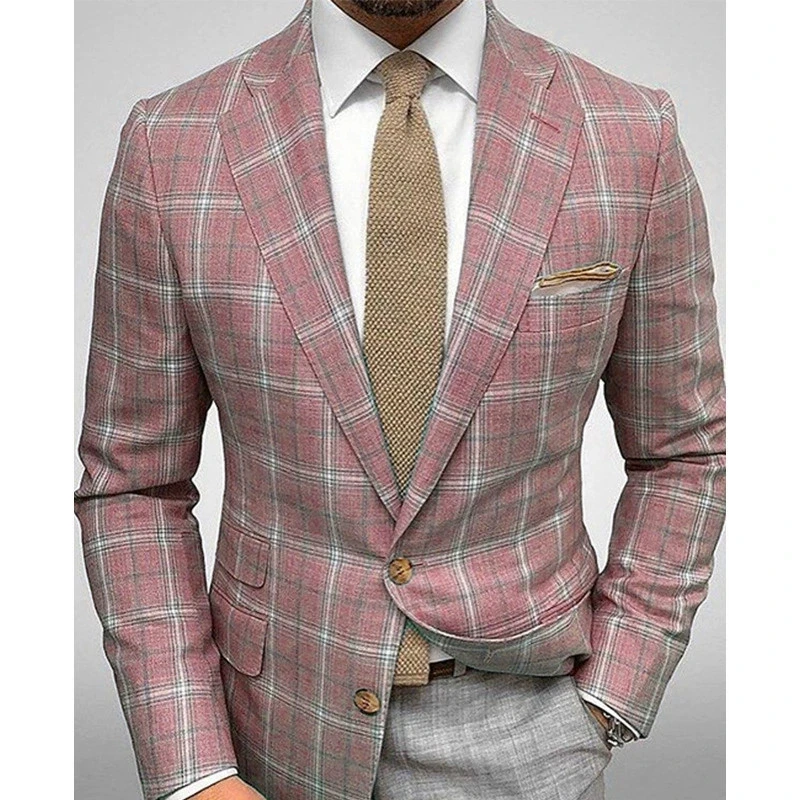 Plaid Men Blazer Check Jackets Slim Fit Notch Lapel Formal Wedding Groom Tuxedo
Opens in a new windo
