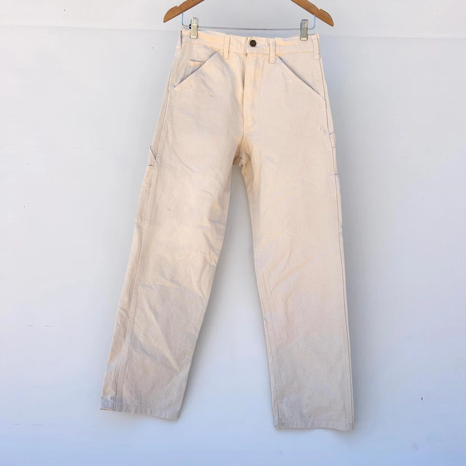 Calça pintora Stan Ray Stanley creme carga cintura alta feminina tamanho 28 vintage - Imagem 4 de 4