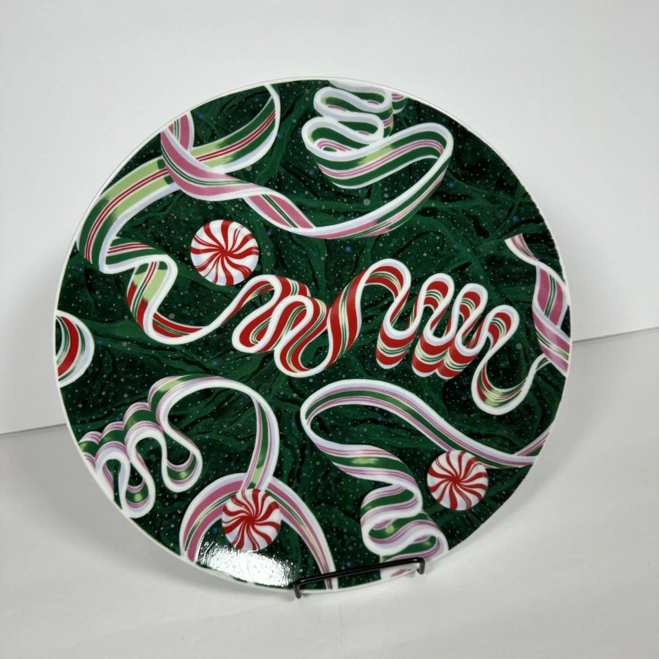 VTG Department 56 Christmas Ribbon Candy Serving Plate by Cheryl Johnson Japan  - Image 4 of 4