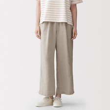 MUJI Womens 100 Linen Washed Easy Wide Pants Unbleached FedEx