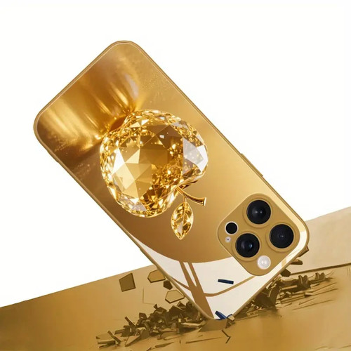 Crystal Golden Shiny Apple Pattern Phone Case Suitable for iPHONE 16 PRO MAX - Picture 4 of 6