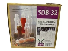 Get 30 Piece Set 6 32oz Salad Dressing Juice Bottles and 24 Lid SDB-32