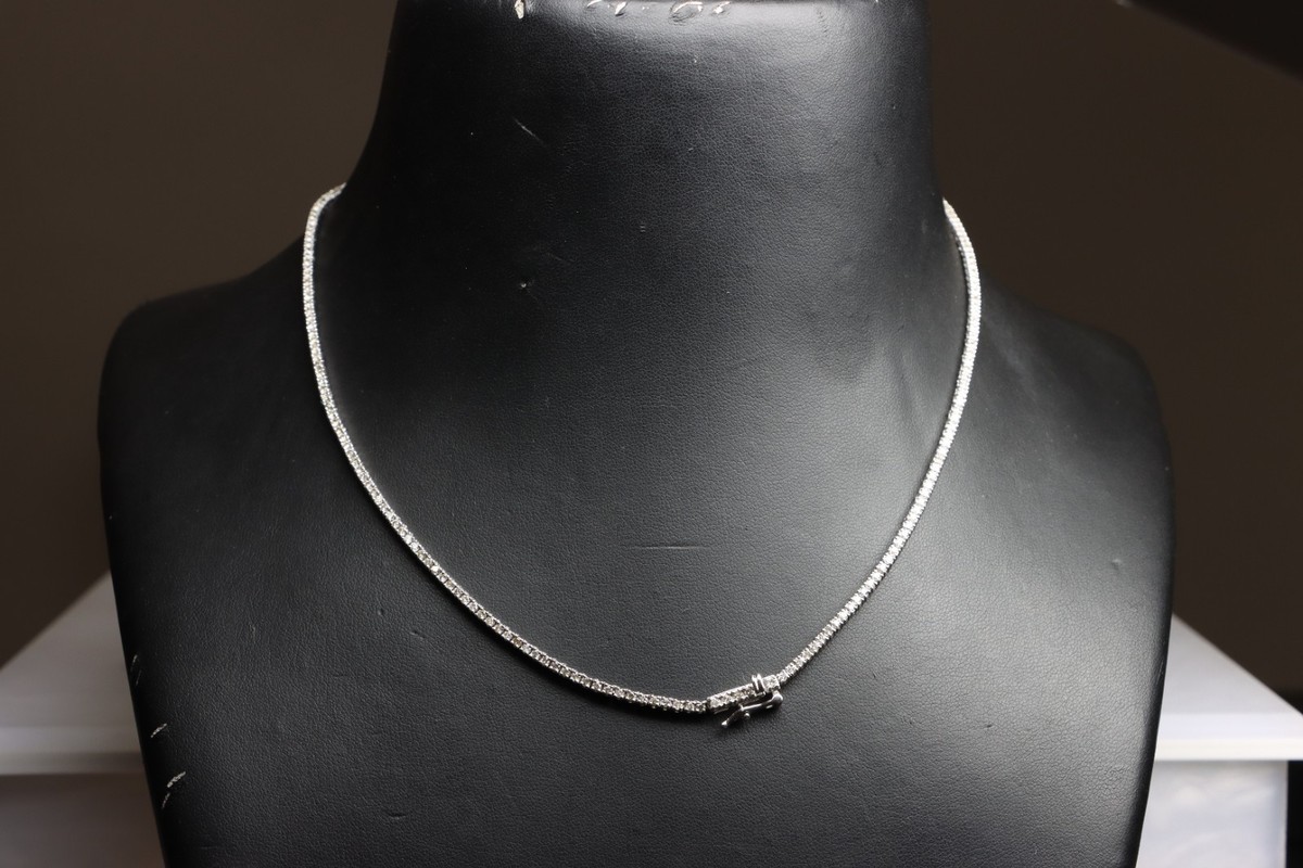 5Ct Certified Natural Diamond Graduated Tennis Necklace 18 Inch