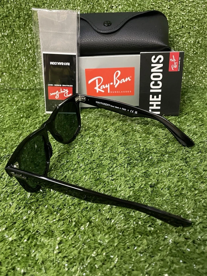 Ray-Ban Wayfarer RB2140 Sunglasses Gloss Black Frame And Lens - Image 4 of 4