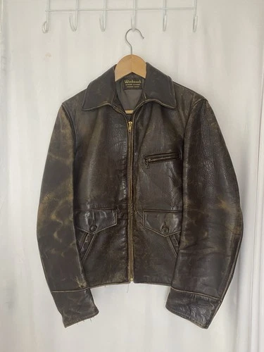 Vintage 1940s Windward Horsehide Cossack Half Belt Leather Jacket - Men’s Medium - Picture 1 of 16