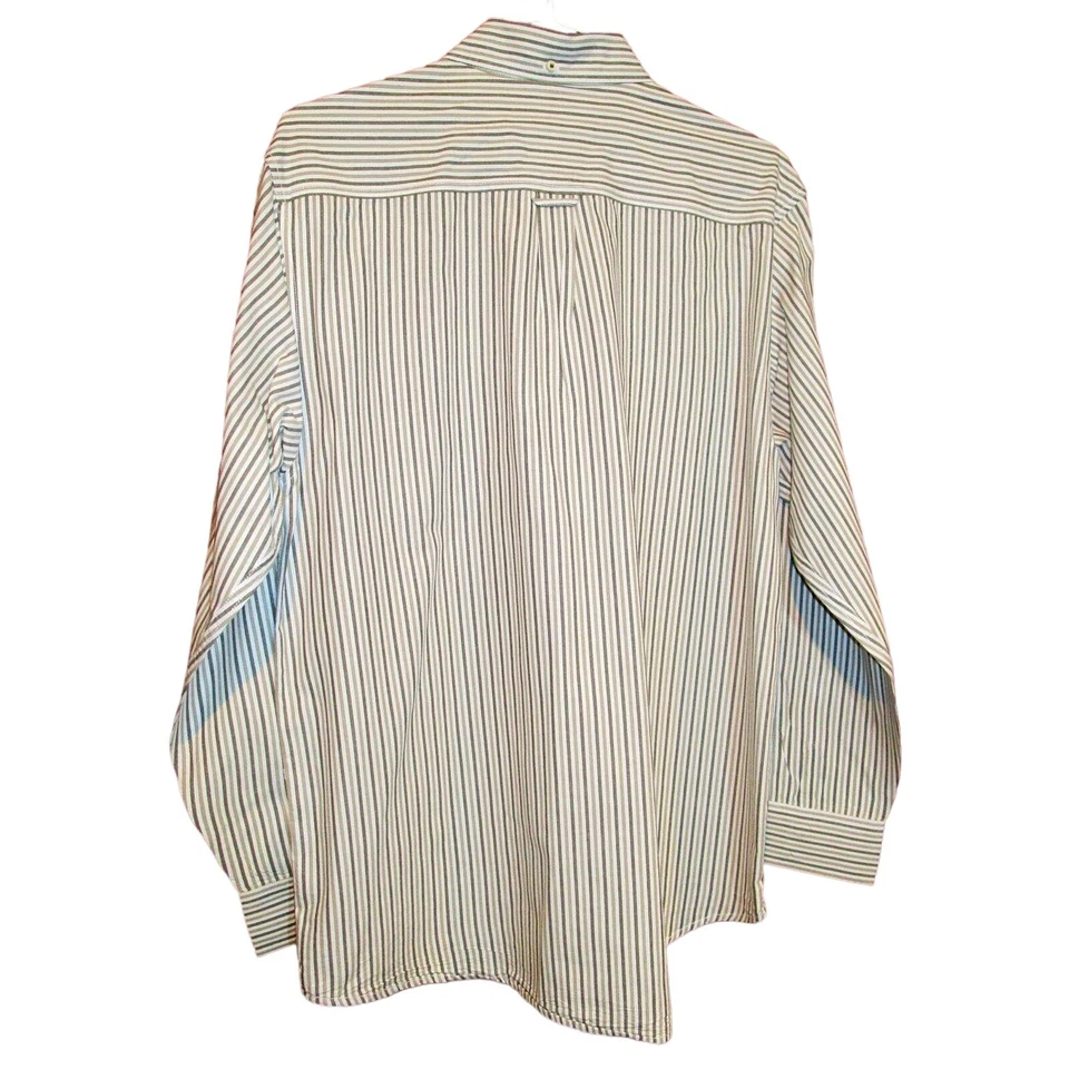 Camisa Old Navy Para Hombre Marrón y Blanco Rayas Oxford Tela Ancha Algodón Talla Grande Foto 3 de 4