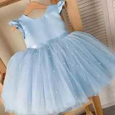 1-5Y Kids Events Prom Gown 1st Party New Flower Girl Wedding Bow Dress