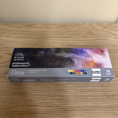Winsor & Newton Profi Aquarellfarben Set - 18 Farben - Reisedose Kunst