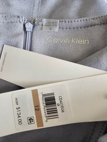NWT Calvin Klein Faux Suede Sleeveless Dress Size 12 - Picture 4 of 5