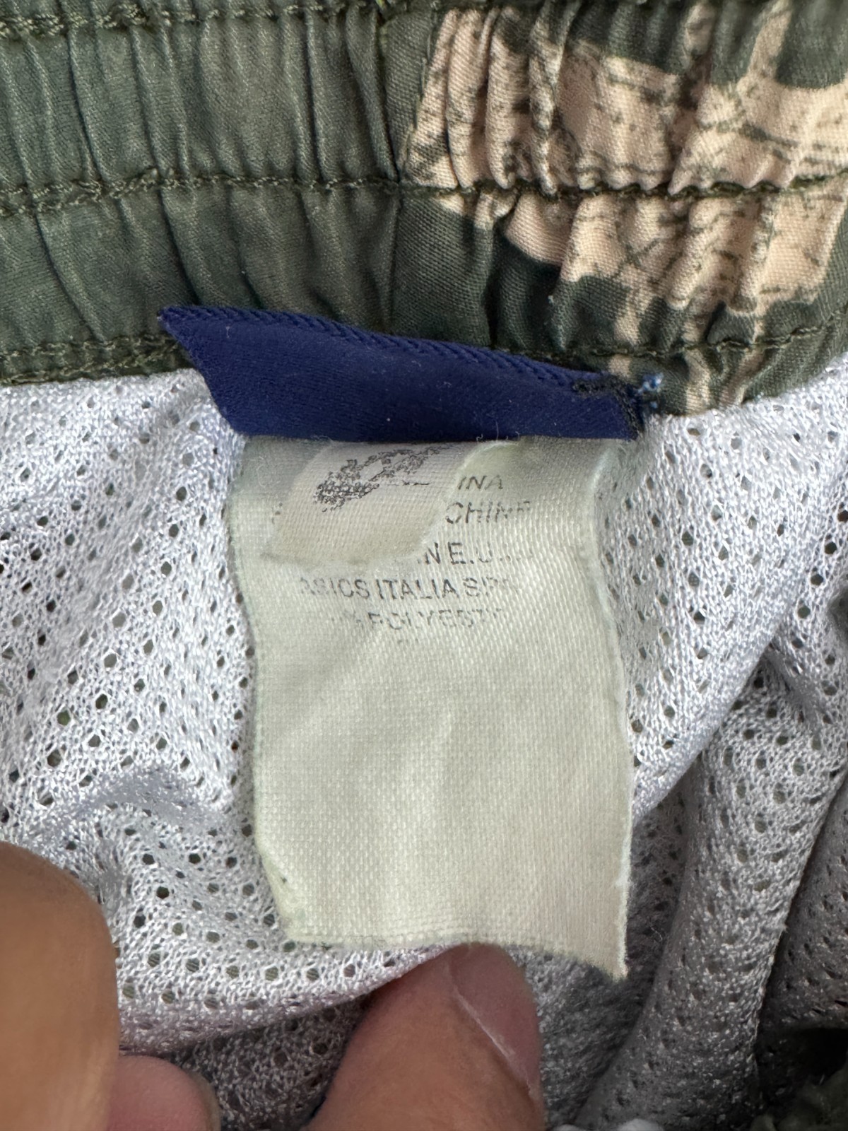 Vintage Asics Italia Plaid Swim Trunks - Olive Green & Lime - Men's Size Large ( image 6