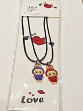 2 pk. Monsters Corded Necklaces Purple & Red Charms Silvertone Necklace 16"-18"