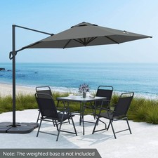 9' Patio Cantilever Umbrella w/ Sun-Protective Canopy, Top Air Vent Cross Base