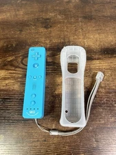 Nintendo Wii RVL-036 Motion Plus Blue Remote Controller OEM TESTED Wrist Strap