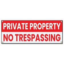 Private Property No Trespassing Banner Concession Stand Food Truck Single Sided