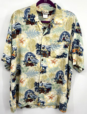 Surfing Mickey Hawaiian Shirt L Woodie Car Disney World Parks Mens Bottom Up
