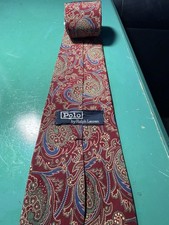 Polo Ralph Lauren Tie Made in USA 100% Silk Burgundy Paisley 4” Wide Vintage