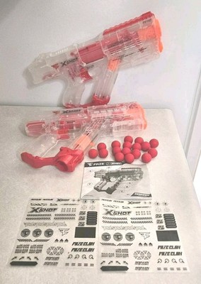 Set Of 2 X-Shot XShot RXB-0060 Faze Clan Respawn Clear Red Blaster By Zuru Balls