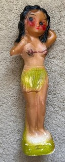 Vintage 1930s/40s Tall 15" Hawaiian Hula Girl Carnival Chalkware Prize Figurine!