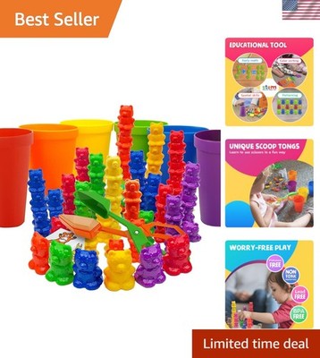 Rainbow Stacking Bears with Matching Sorting Cups 69 Piece Set, 60 Bear count...