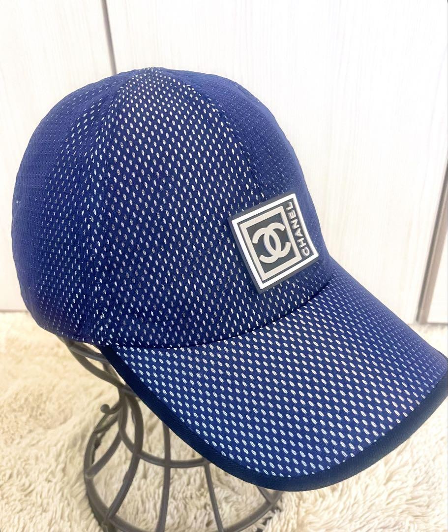CHANEL Mesh Design Cap Navy | eBay