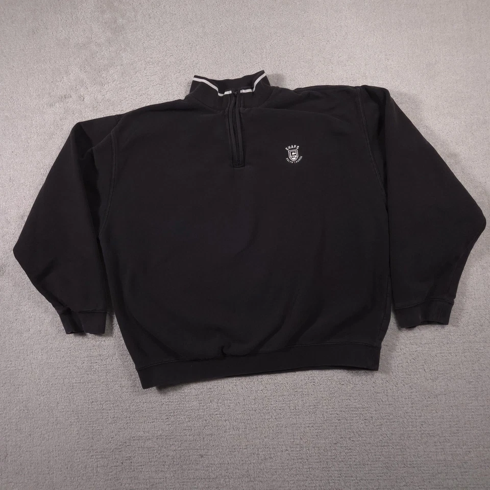 Chaps Ralph Lauren Sweatshirt Mens XL Black Quarter Zip Fleece Pullover Logo - Image 2 of 4