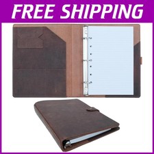 Stylish Leather Notebook, 1" 3-Ring Binder, Pockets