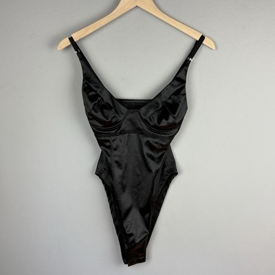 Bodysuit Womens S Black Satin Vamp Whimsigoth Dark Romantic Witchy Festival