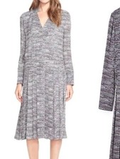 Tory Burch Silk Marble Print Pleated Tunic Midi Dress 10