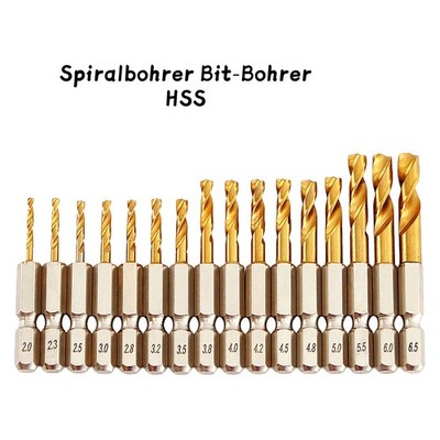 Bit-Bohrer 1,5mm bis 30mm Metallbohrer HSS Sechskantschaft Spiralbohrer Bit