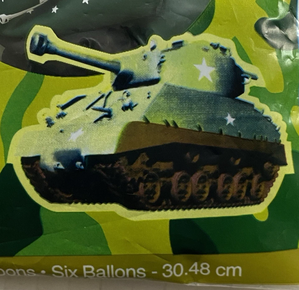 Balloons w/Army Tank 6 Party Balloons 12" Helium Quality Rubber Latex - Image 3 of 4
