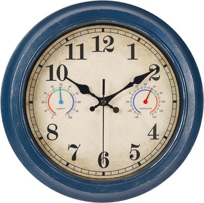 12 Inch Outdoor Clock with Thermometer and Hygrometer Combo, Waterproof Indoo...