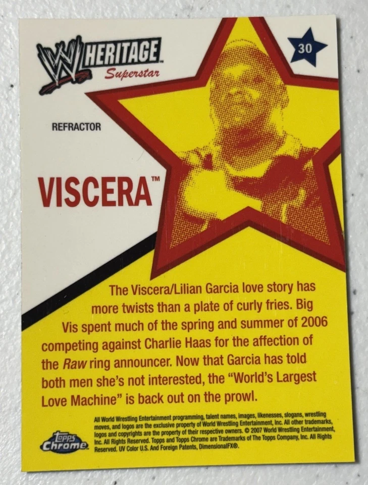 2007 WWE Topps Chrome Heritage II Viscera Refractor RARE - Image 2 of 2