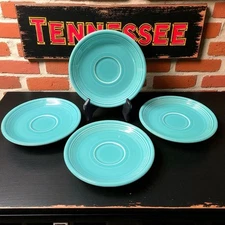 Fiestaware Fiesta Homer Laughlin Turquoise Saucer 6" Plate Set Of 4