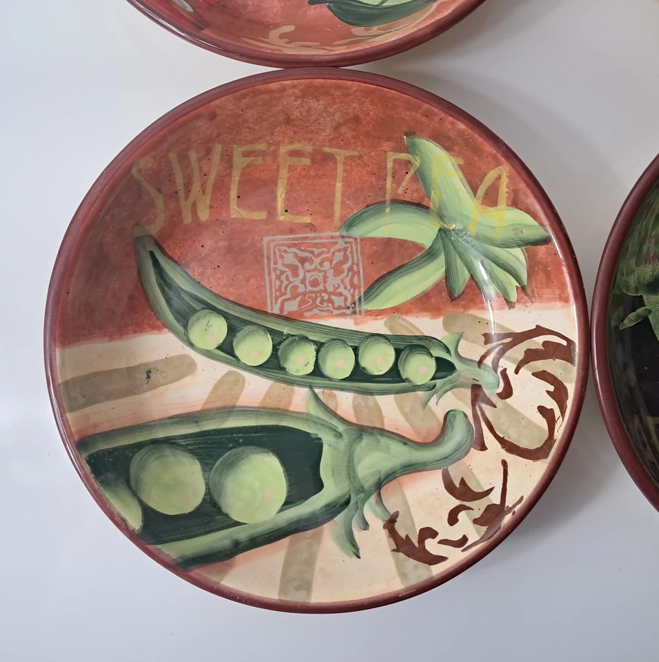 Pasta Bowls 4 XL Geoffrey Allen 9.25x2" Vegetable Themed Certified International - Image 4 of 4
