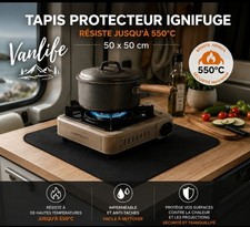 Tapis Ignifuge 50x50 Réchaud Gaz Van Camping-Car Plancha Résiste 550°C Vanlife 