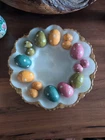 Vintage Anchor Hocking Fire King Delphite White Milk Glass Deviled Egg Plate