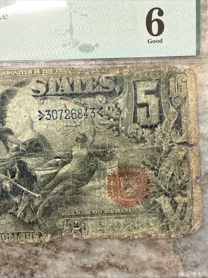 1896 5 educational silver certificate, Fr. 270 (Lyons/Roberts) PMG G6 - Image 4 of 4