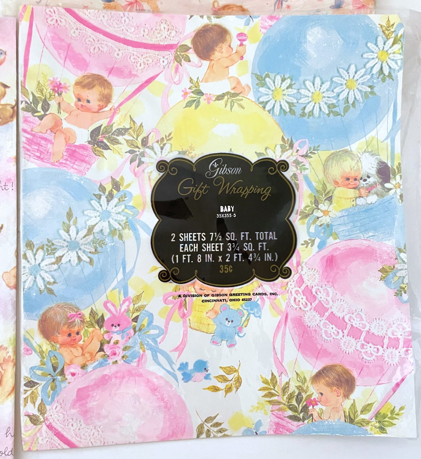 Vintage Gift Wrapping Paper Baby Shower Lot 60's to 80's